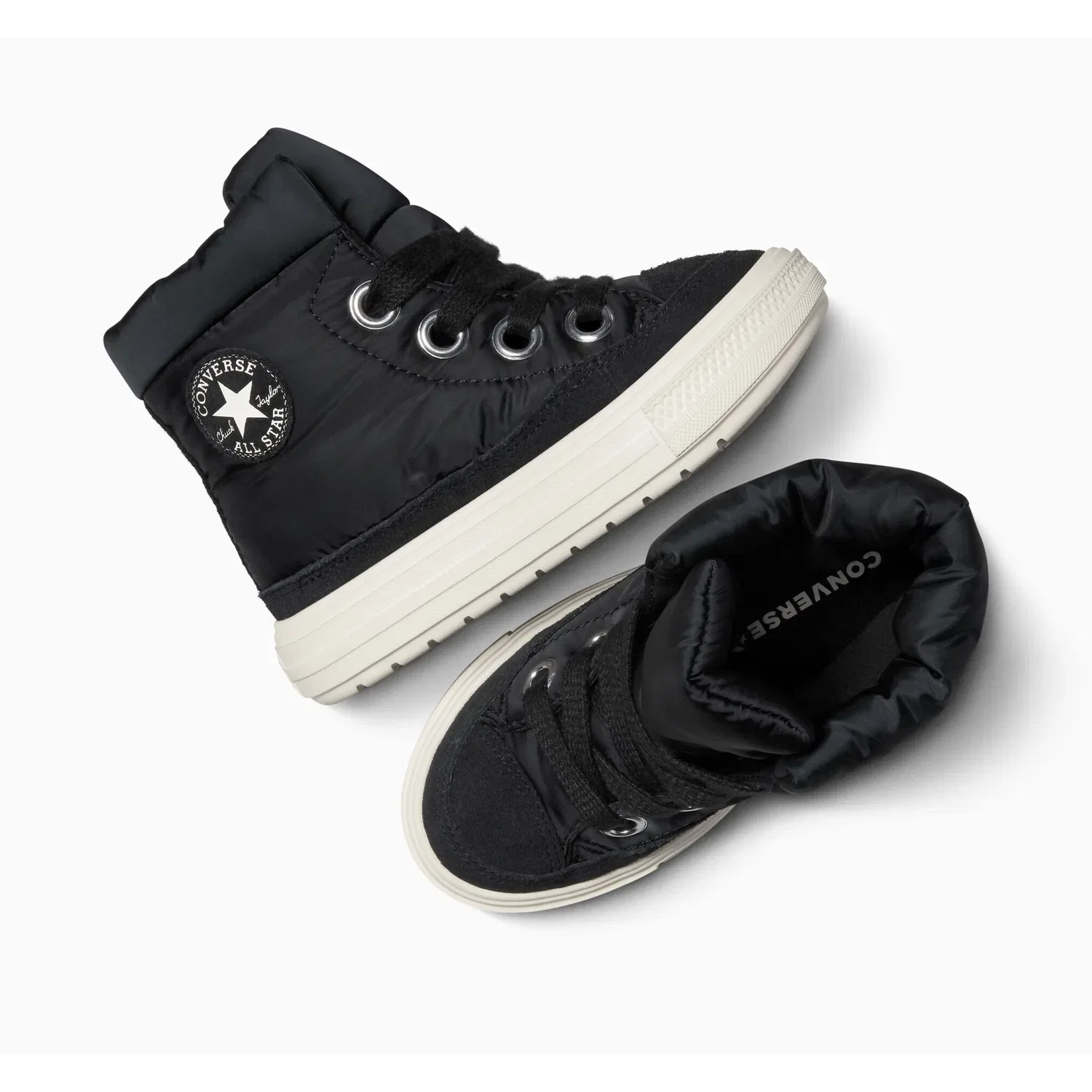 Детские кеды на шнуровке с высоким берцем Converse, Black/Egret/Black — фото 4