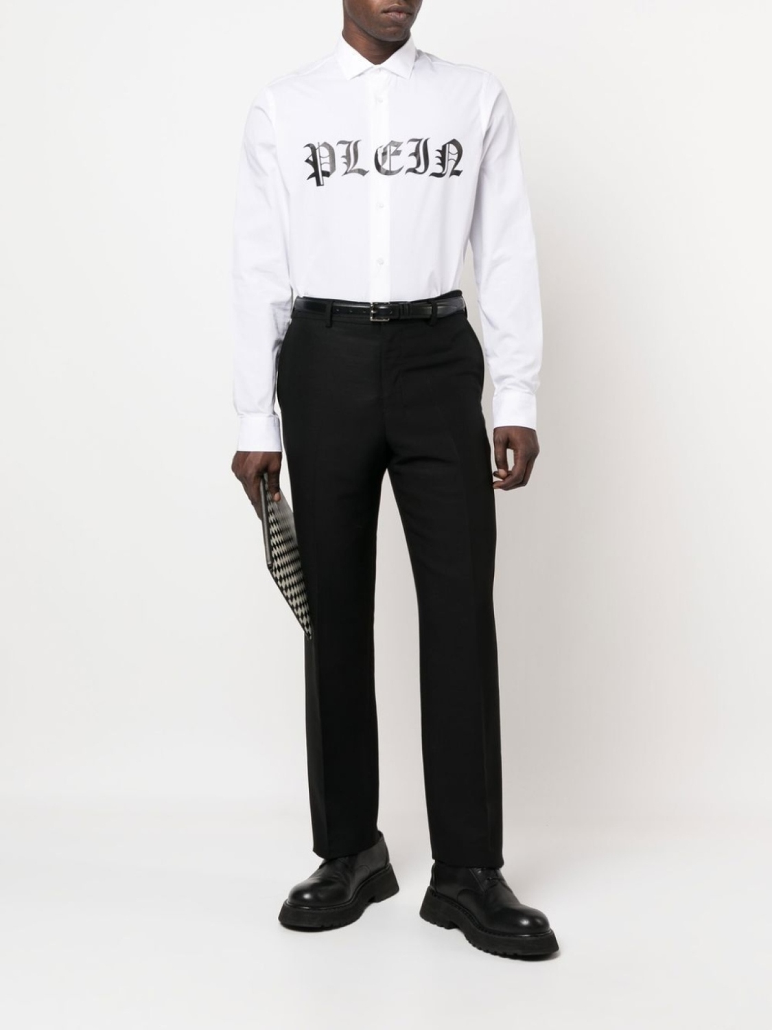 

Philipp Plein рубашка с длинными рукавами и логотипом, белый