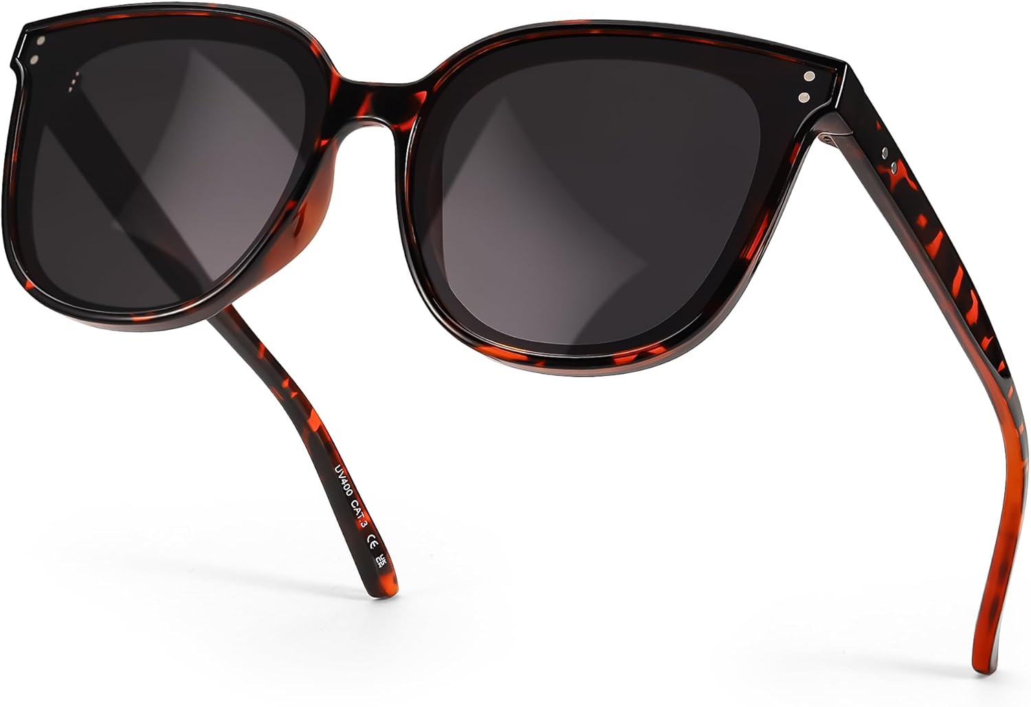 

Женские поляризованные солнцезащитные очки SIPHEW с зеркальными линзами — увеличенная оправа «кошачий глаз» с защитой от УФ-излучения, S12-brown Tortoise Frame Grey Lens