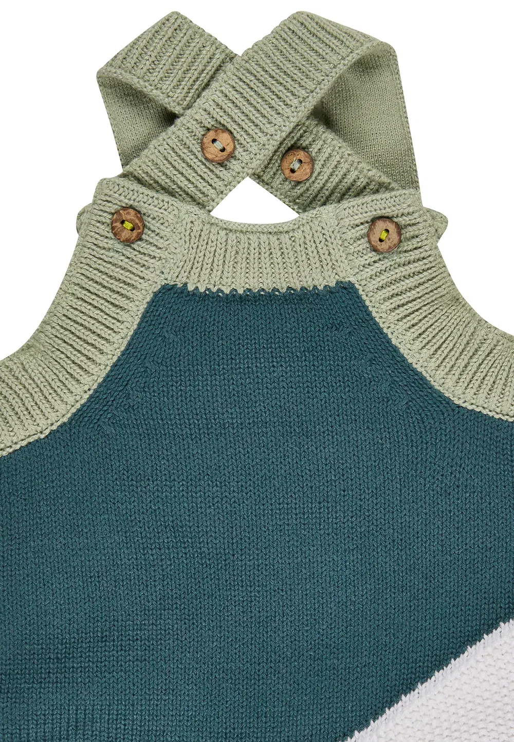 Шорты Strickstrampelhose Colorblock mit Knöpfen An Trägern und Schritt унисекс - комбинезон Sterntaler, Pudergrün — фото 3