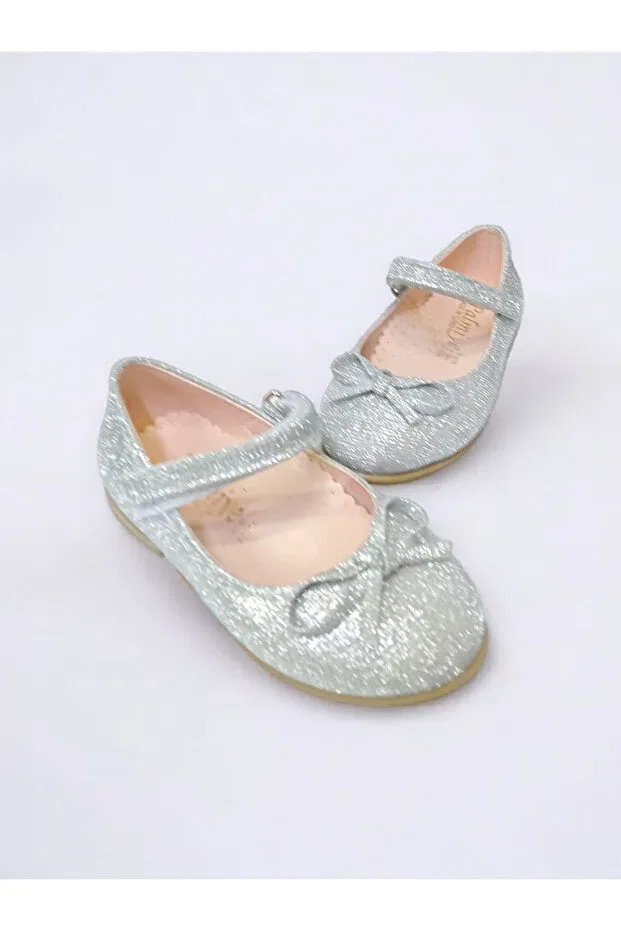 Детские туфли для девочек с бантом Patik Bebe, Silver Glass — фото 2