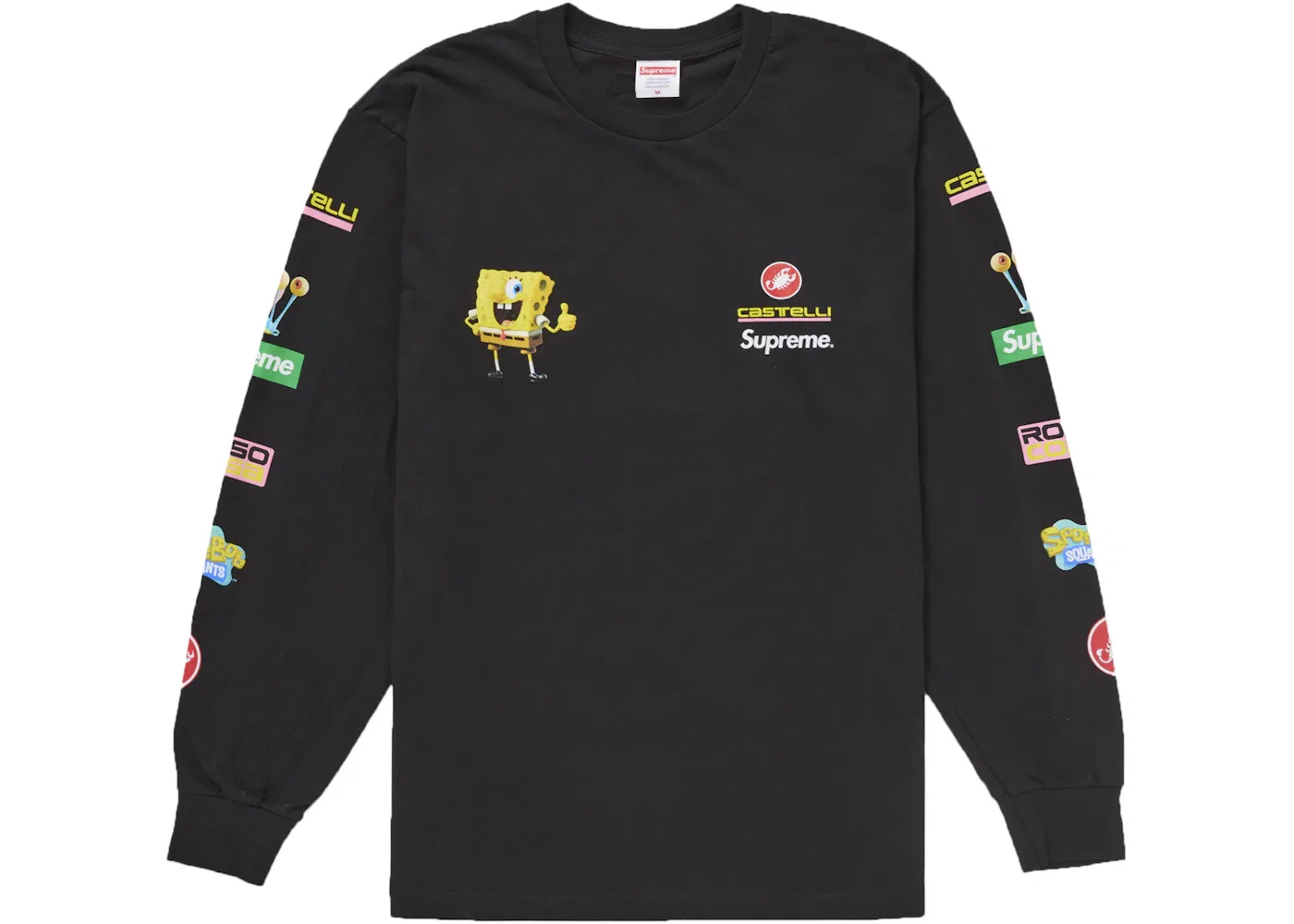 Мужская футболка с длинным рукавом с принтом Supreme SpongeBob/Castelli Racing L/S Tee Supreme, Black — фото 2