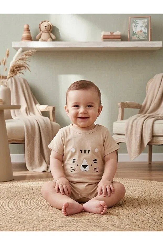 Детский комбинезон для девочек с принтом Basics Story Baby, Nude Color — фото 2