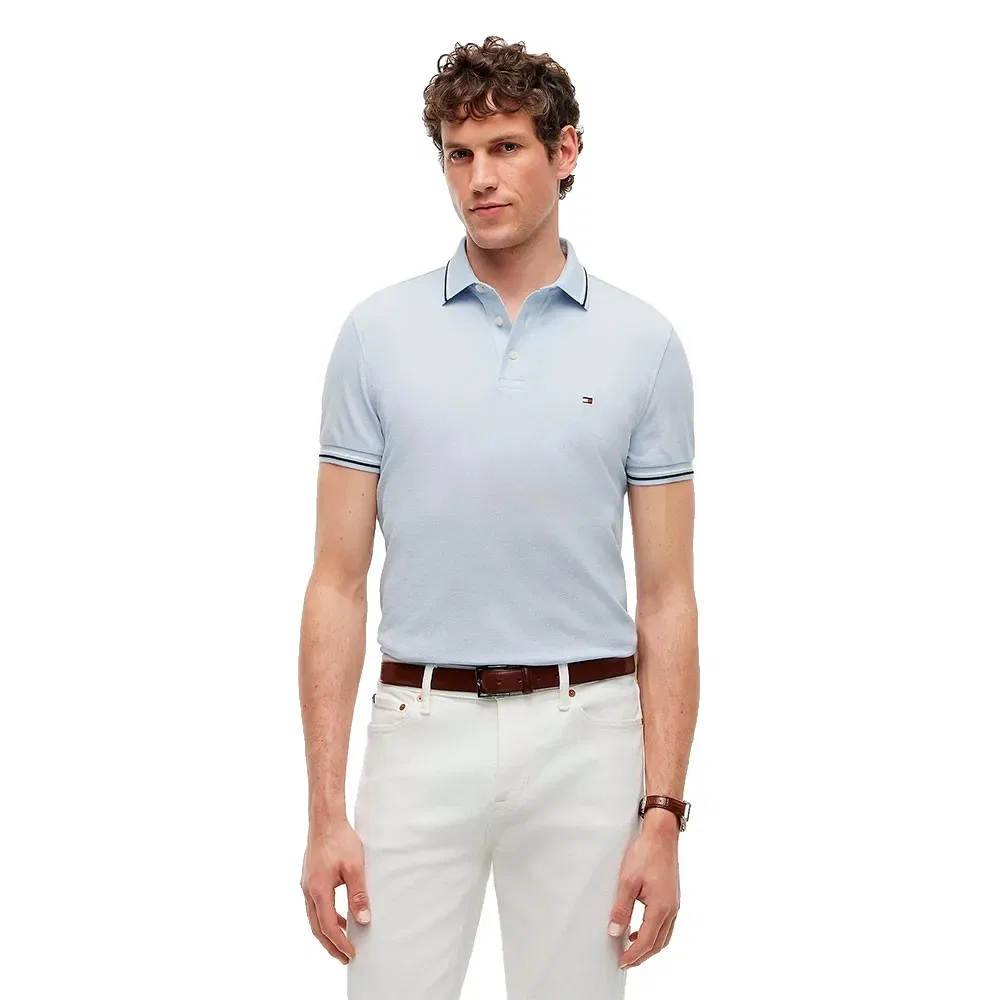 Поло с коротким рукавом slim fit Tommy Hilfiger, синий