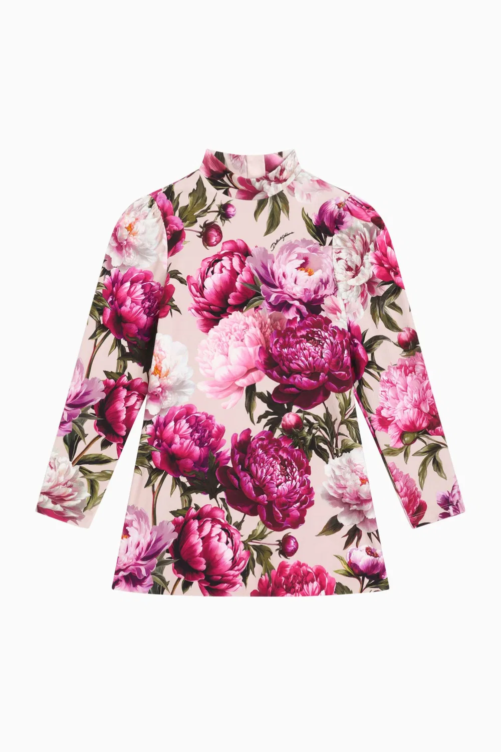 Платье хлопковое с принтом пионов Dolce & Gabbana