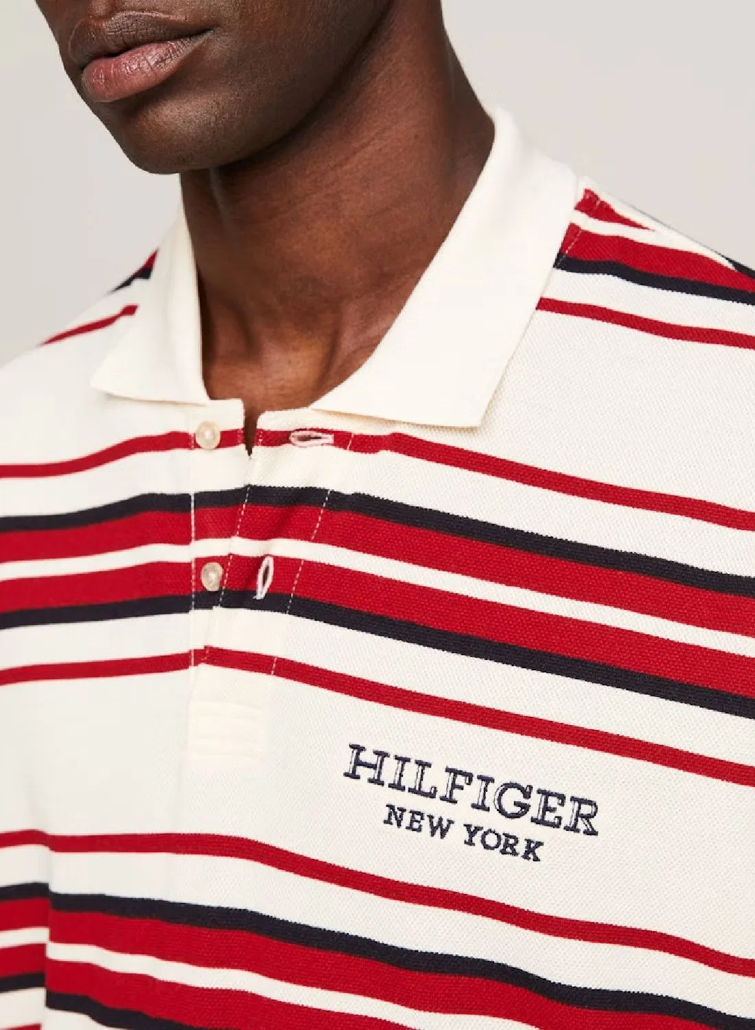 Поло с полосатым принтом Monotype stripe honeycomb Tommy Hilfiger, калико — фото 3