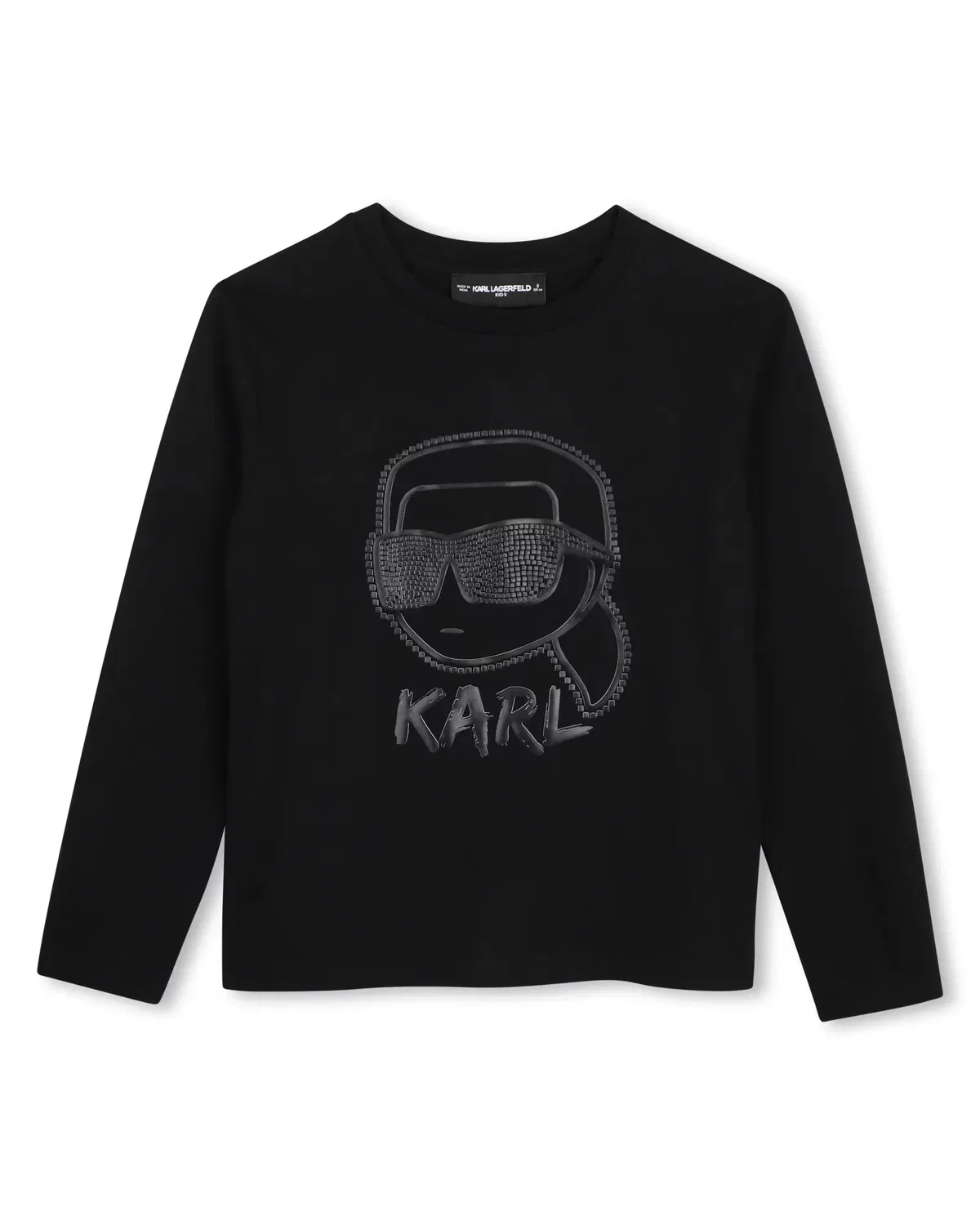 Детская футболка для мальчиков с длинным рукавом с принтом Karl Lagerfeld Kids, Negro