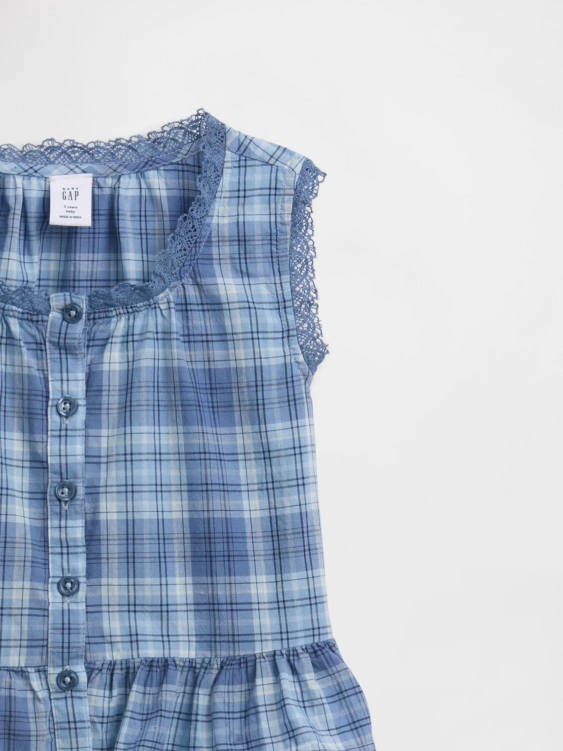 Детский костюм из двух предметов, клетка Gap, синий — фото 3
