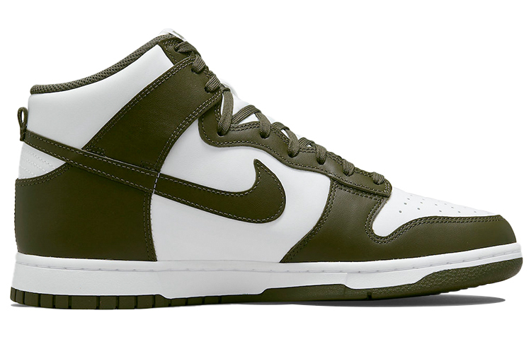 Кроссовки Nike Dunk High, белый/хаки — фото 2