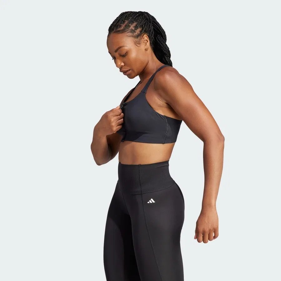 Спортивный бюстгальтер с высокой поддержкой Impact Luxe High-Support Zip adidas, Черный — фото 2