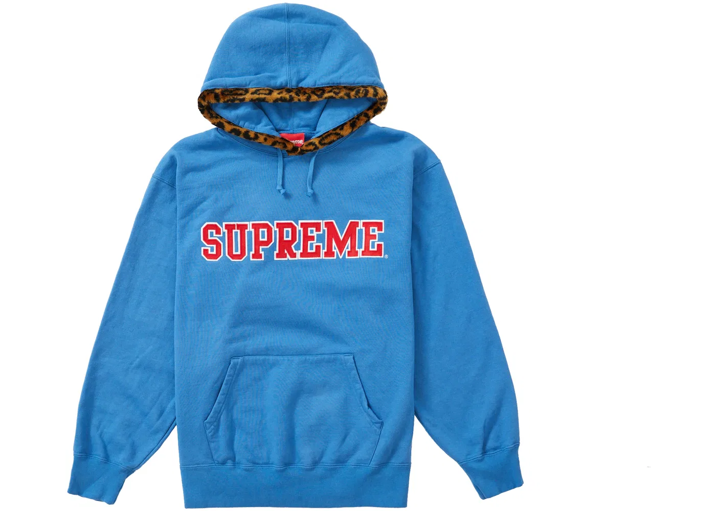 Мужской свитшот с капюшоном и отделкой из леопардового меха Supreme, Pale Royal