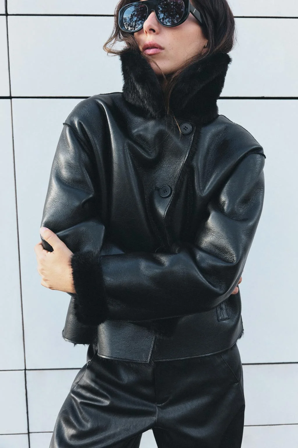 Куртка Zara Reversible Doble Faz, черный — фото 4