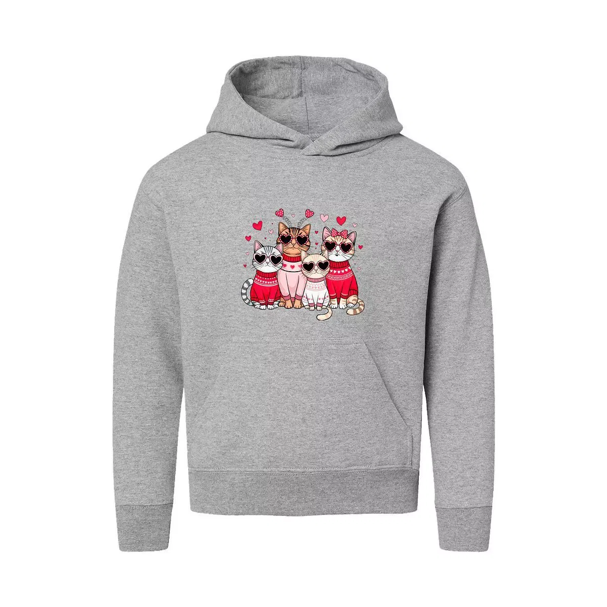 Детский худи с принтом Valentine Kittens The Juniper Shop, Heather Grey