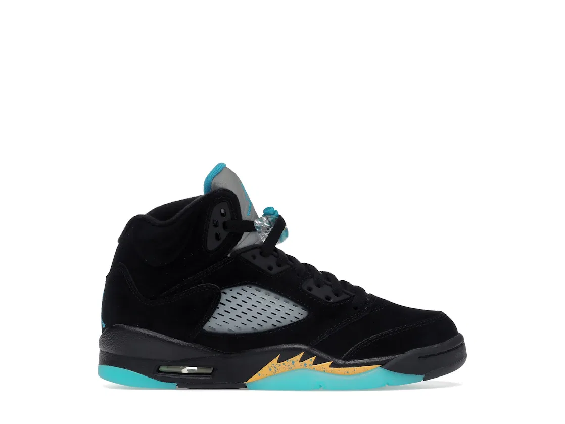 Детские кроссовки Lifestyle с принтом Jordan 5 Retro Jordan, Black/Aquatone/Taxi