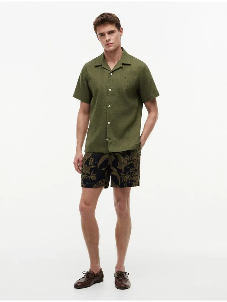 Рубашка с коротким рукавом из льна с хлопком, Regula fit TOMMY HILFIGER, Khaki — фото 2