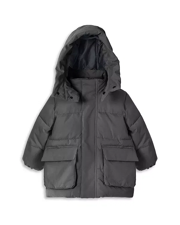 Детское пальто для девочек с капюшоном Benji Puffer Jacket 7Am Enfant, Smokey — фото 2