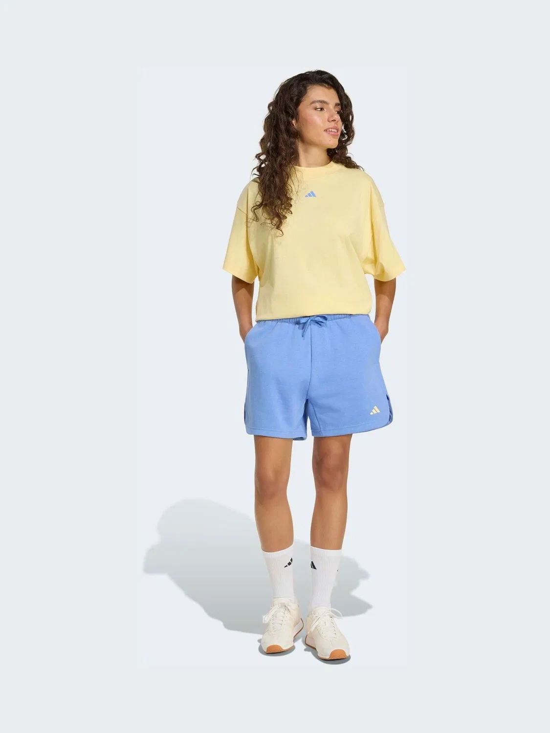 Шорты свободные Studio Fleece adidas, синие — фото 3
