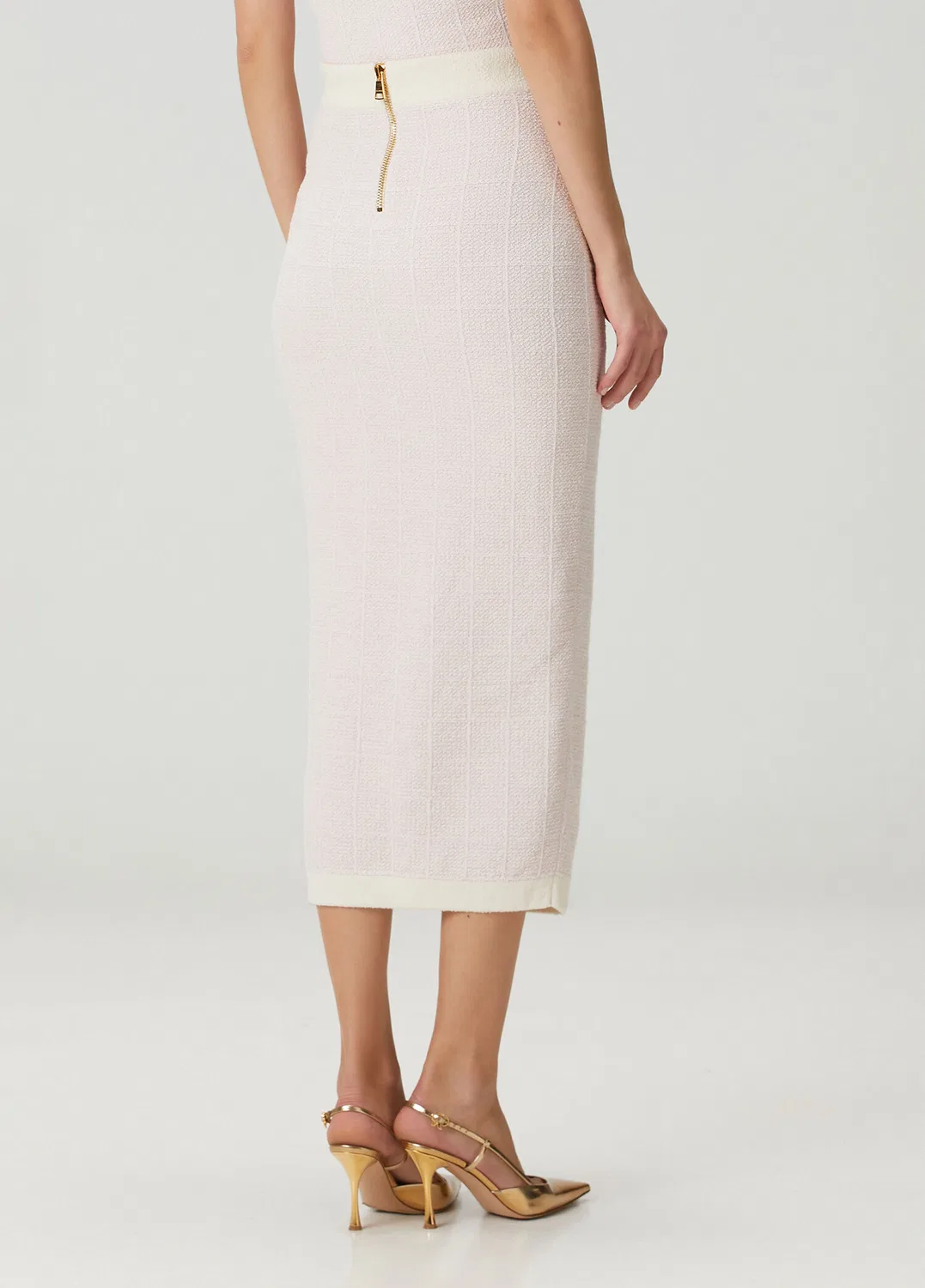 Юбка миди твид Balmain, pink-white — фото 4