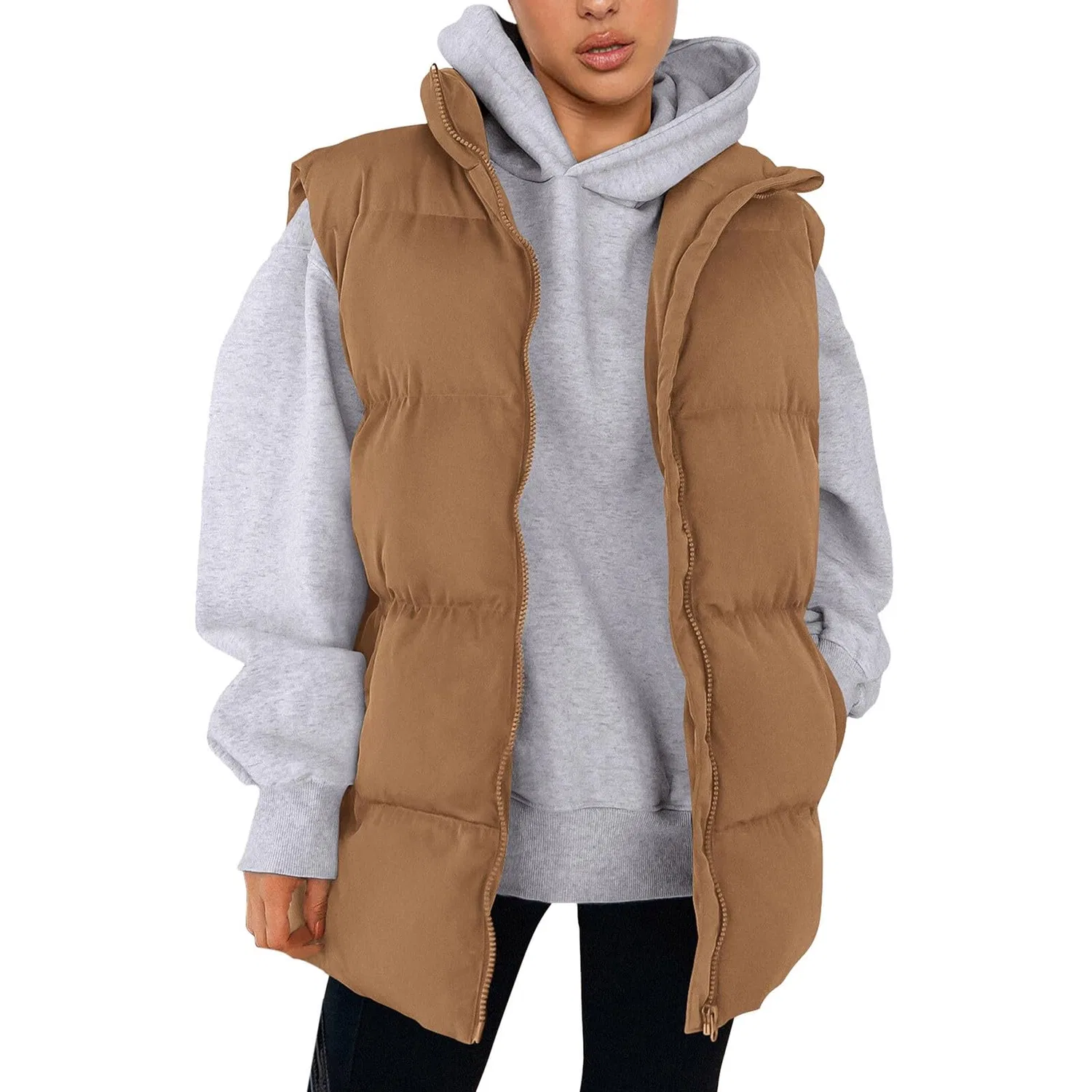 Женский безрукавный стеганый жилет Winter Windproof Jacket, Cachi