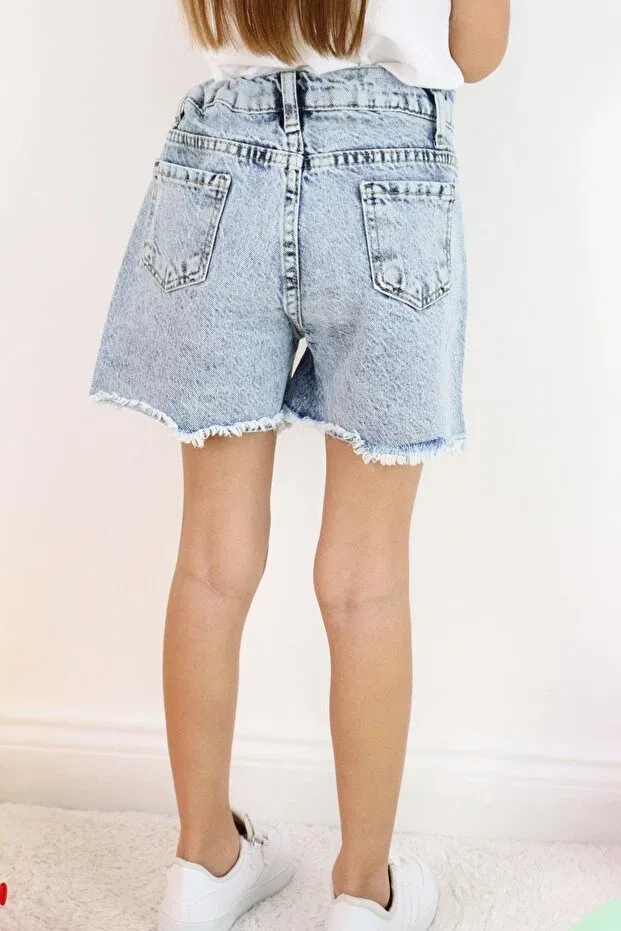 Детские шорты для девочек джинсовые Breeze, Light Blue — фото 3