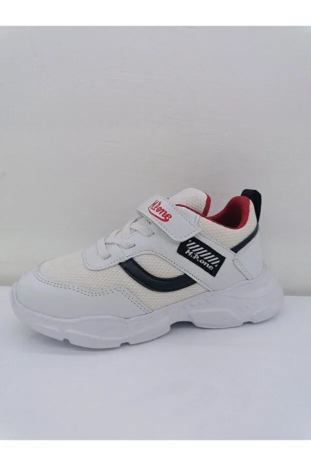 Детские кеды для мальчиков с липучкой Mpkids, White Red Black