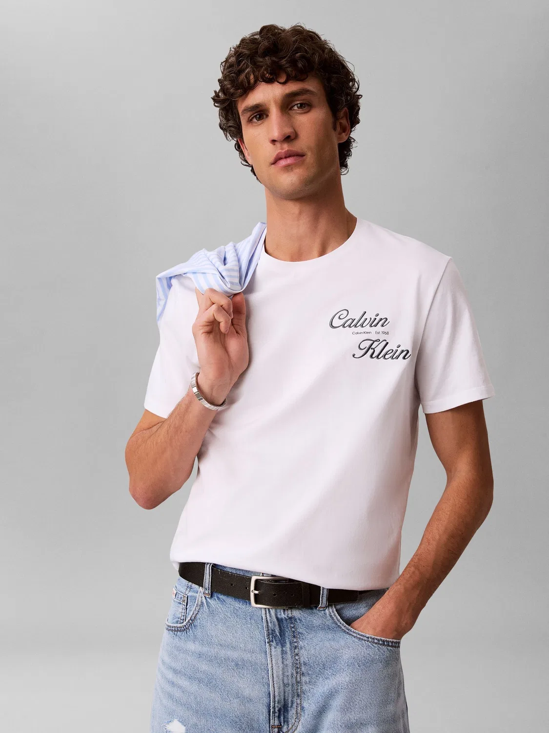 Футболка с вышивкой логотипа Calvin Klein, Белый