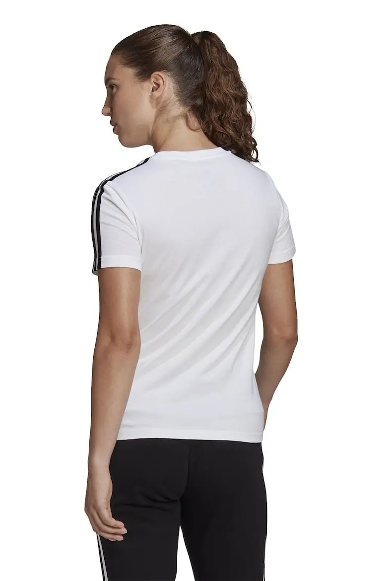 Футболка Adidas Essentials Slim 3-Stripes, белый — фото 4