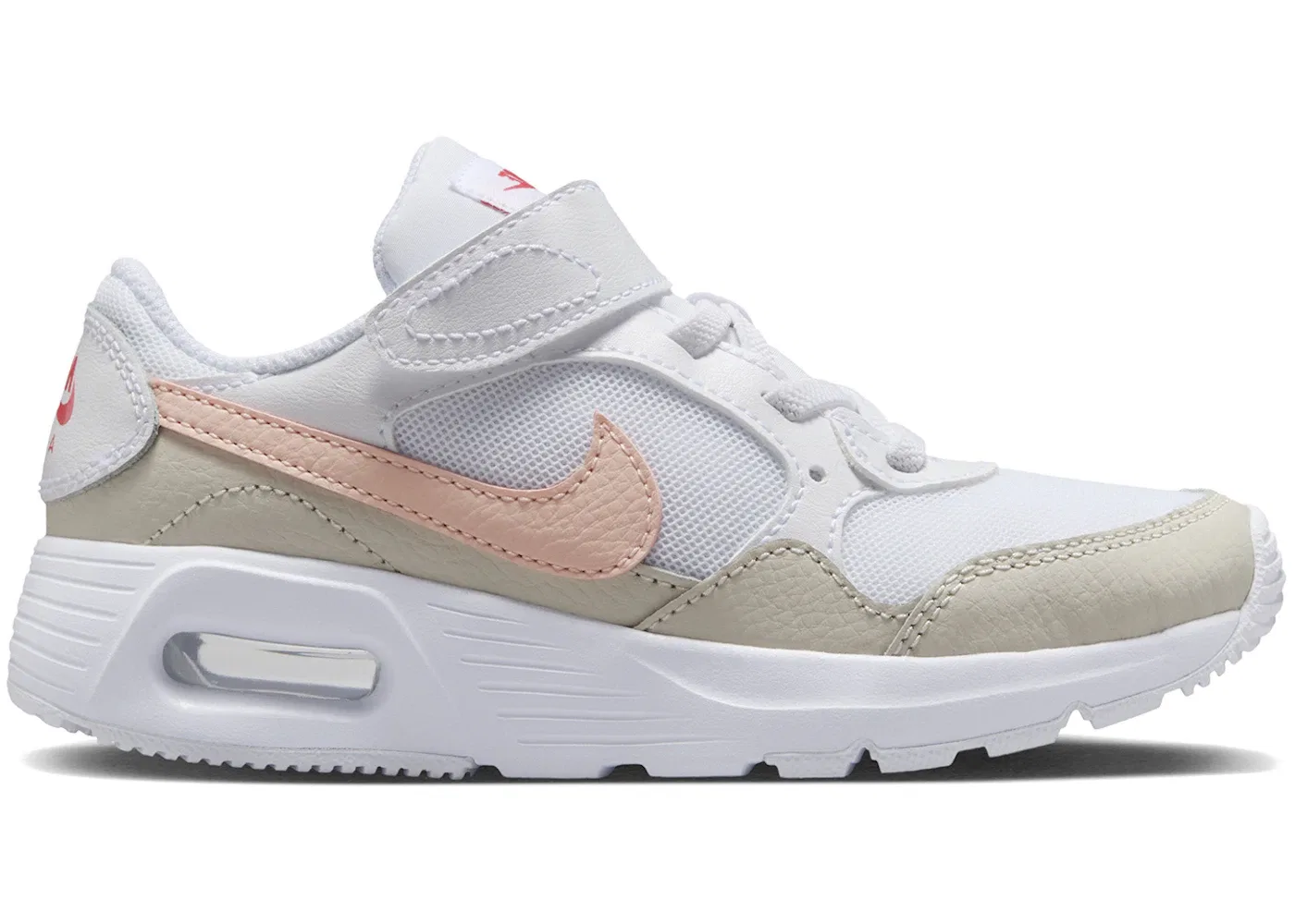 Детские кроссовки для мальчиков с амортизацией Nike Air Max SC, White Light Orewood Brown Ember Glow Echo Pink