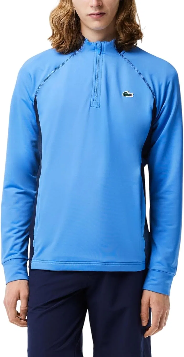 Толстовка Lacoste Мужская с высоким воротником для гольфа, Техническая ткань, черный