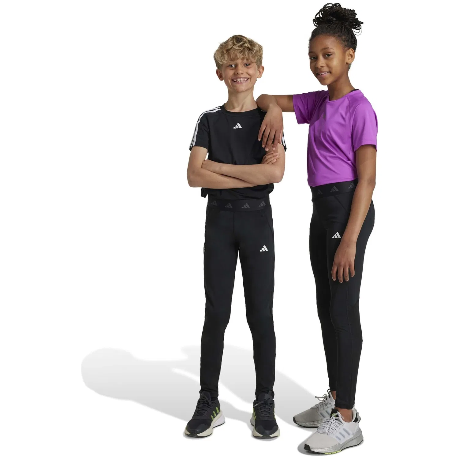 Детские леггинсы TECHFIT Adidas, Schwarz Carbongrau Weiss — фото 3