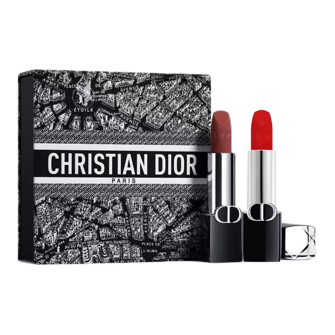 Женский набор помад DIOR Rouge Dior, оттенки Legend Red и Russet Red Brown, Paris Maps Box, DIOR, Red Brown