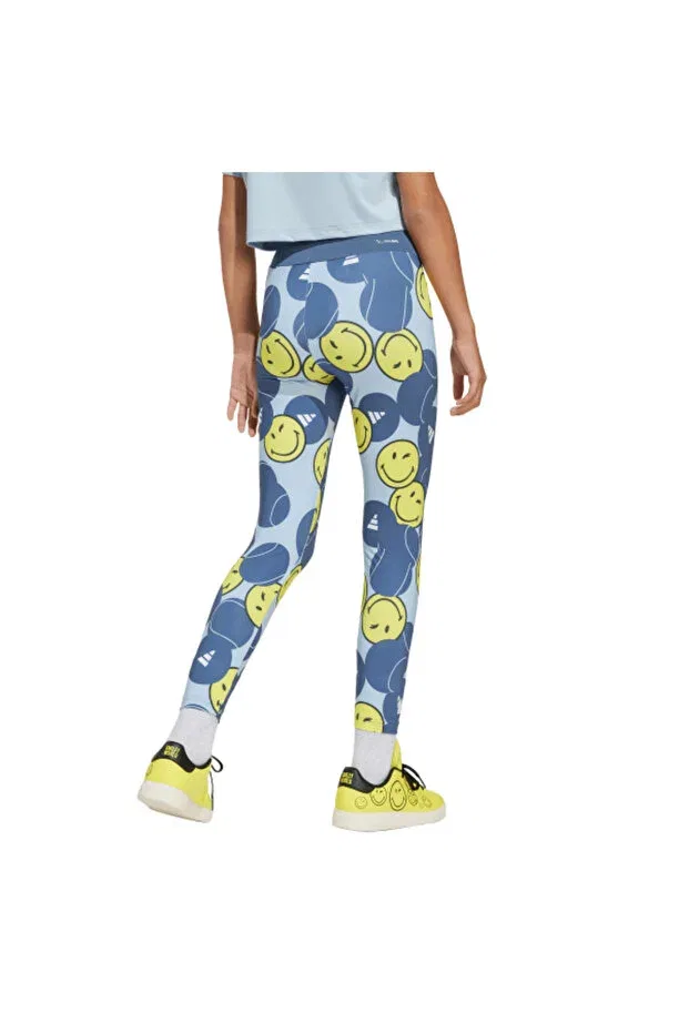 Детские леггинсы для девочек с принтом X smileyworld training Adidas, Blue — фото 3