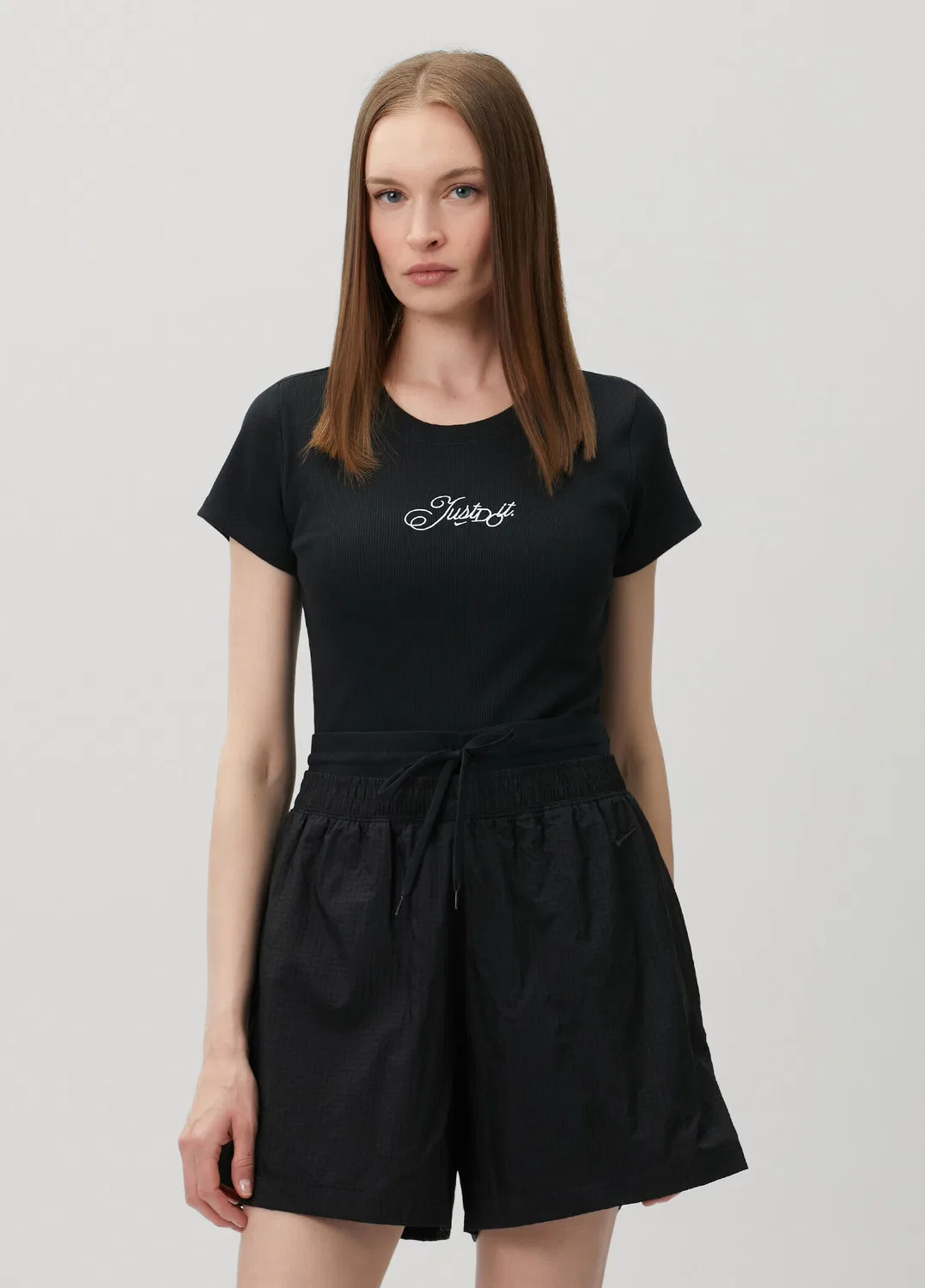 Топ Nike Rib Mod Crop, серый — фото 3