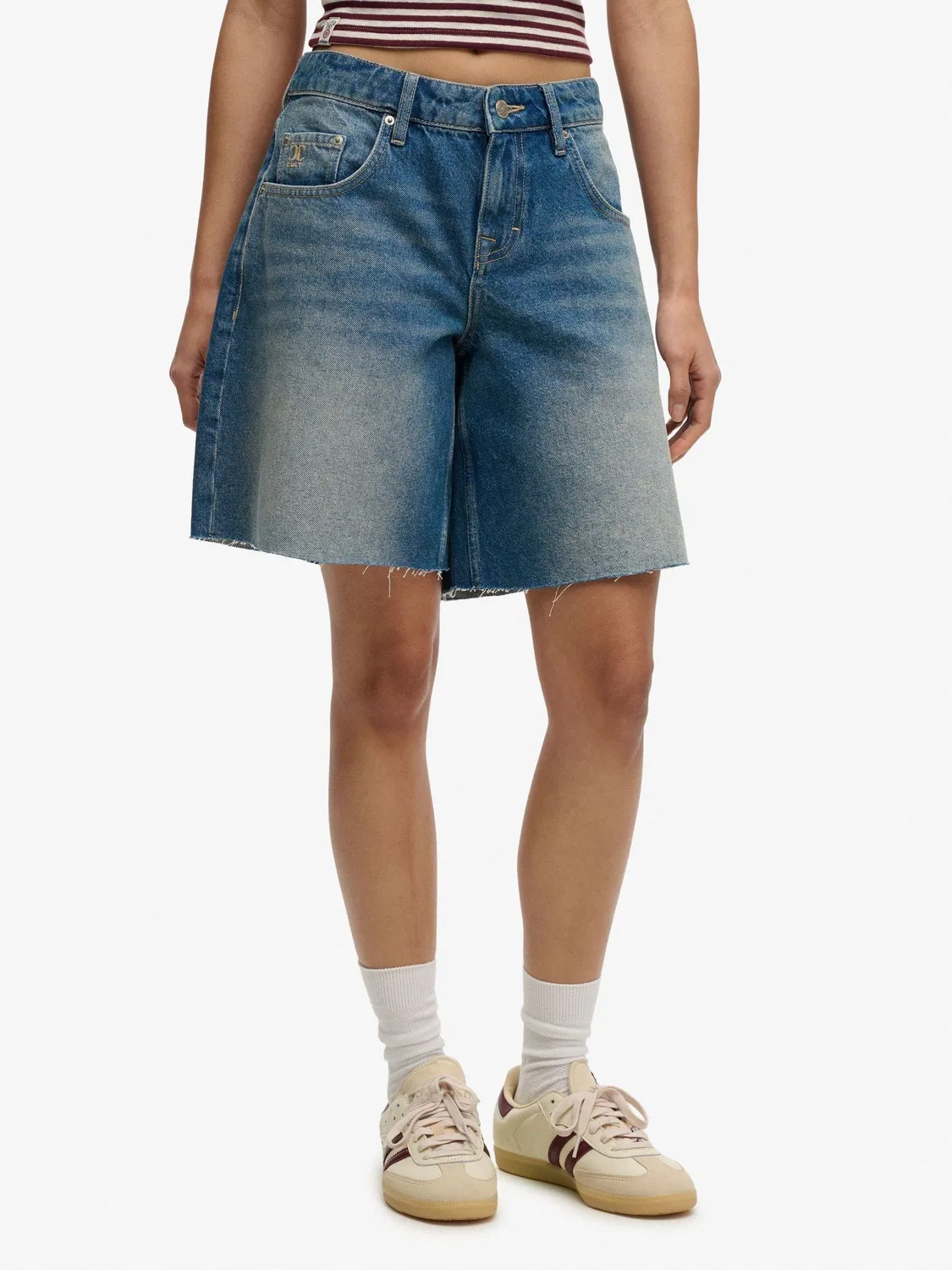Шорты свободные Mid Rise Baggy Superdry, Mid Blue Wash — фото 3