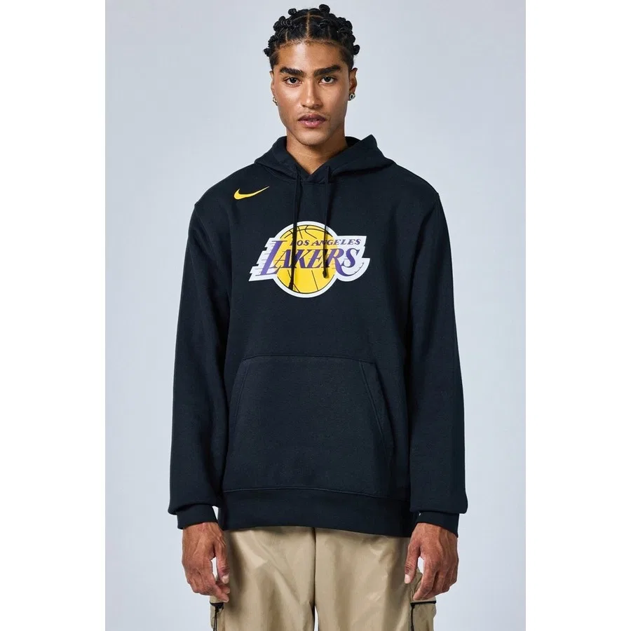 Мужская худи Nike Los Angeles Lakers Club Pullover Hoodie, Черный — фото 4