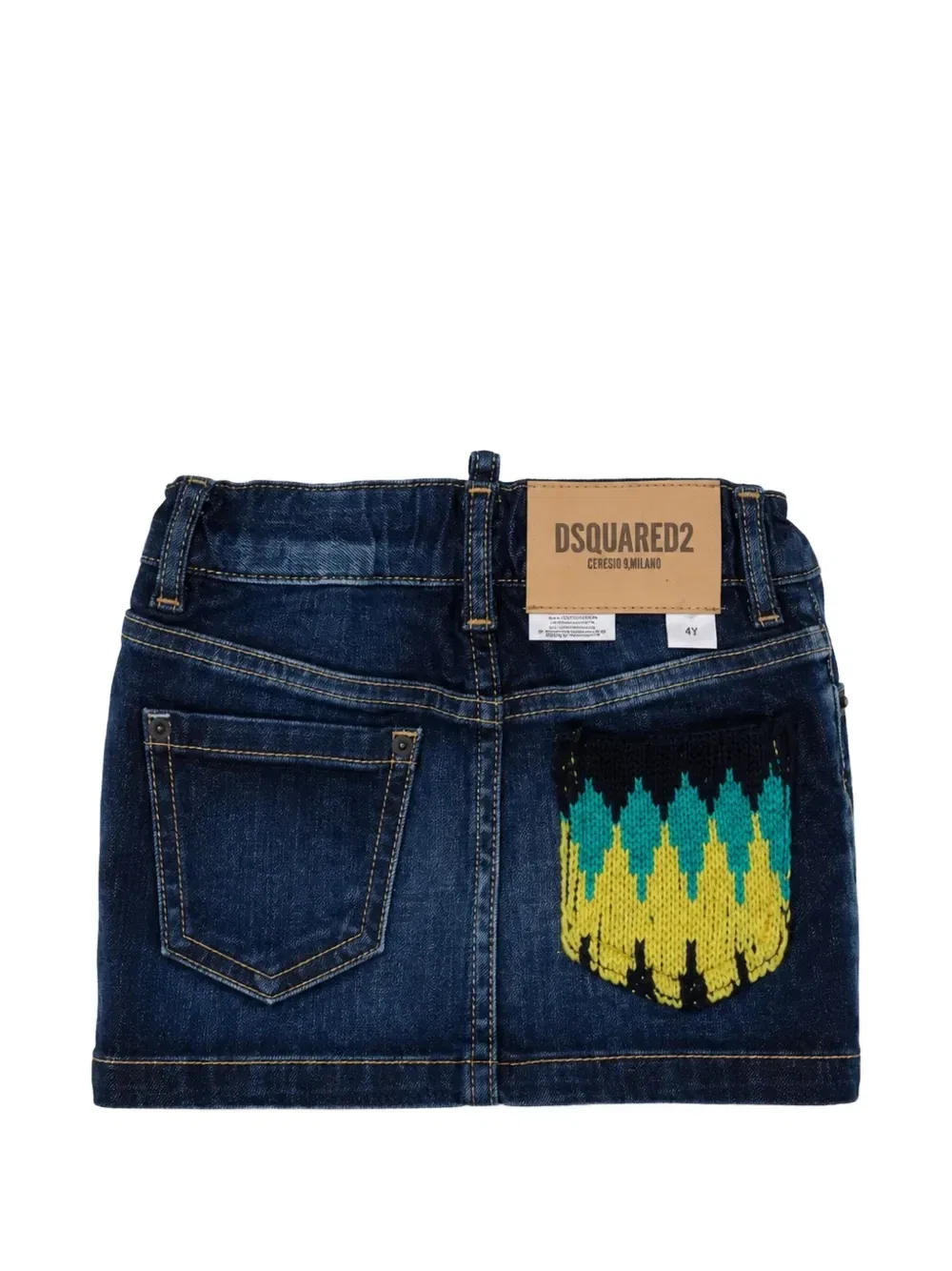 Юбка из джинсовой ткани с вышивкой Dsquared2 Kids, синий — фото 2