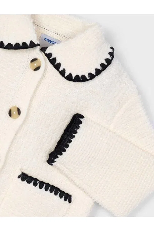 Детский кардиган для девочек с отложным воротником Baby Collar Detailed Buttoned Jacket Mayoral, Ecru — фото 4