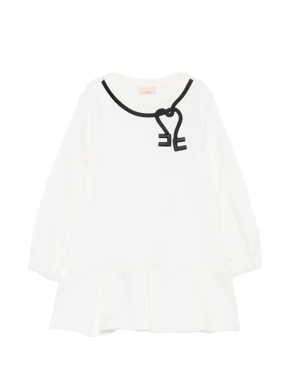 Платье с вышивкой-логотипом и оборками Elisabetta Franchi Kids, белый