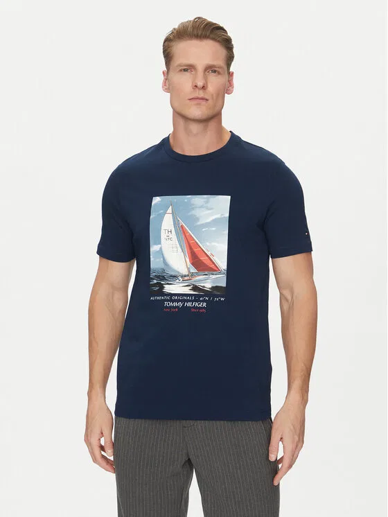 Футболка regular fit Color Photo Print Tommy Hilfiger, темно-синий