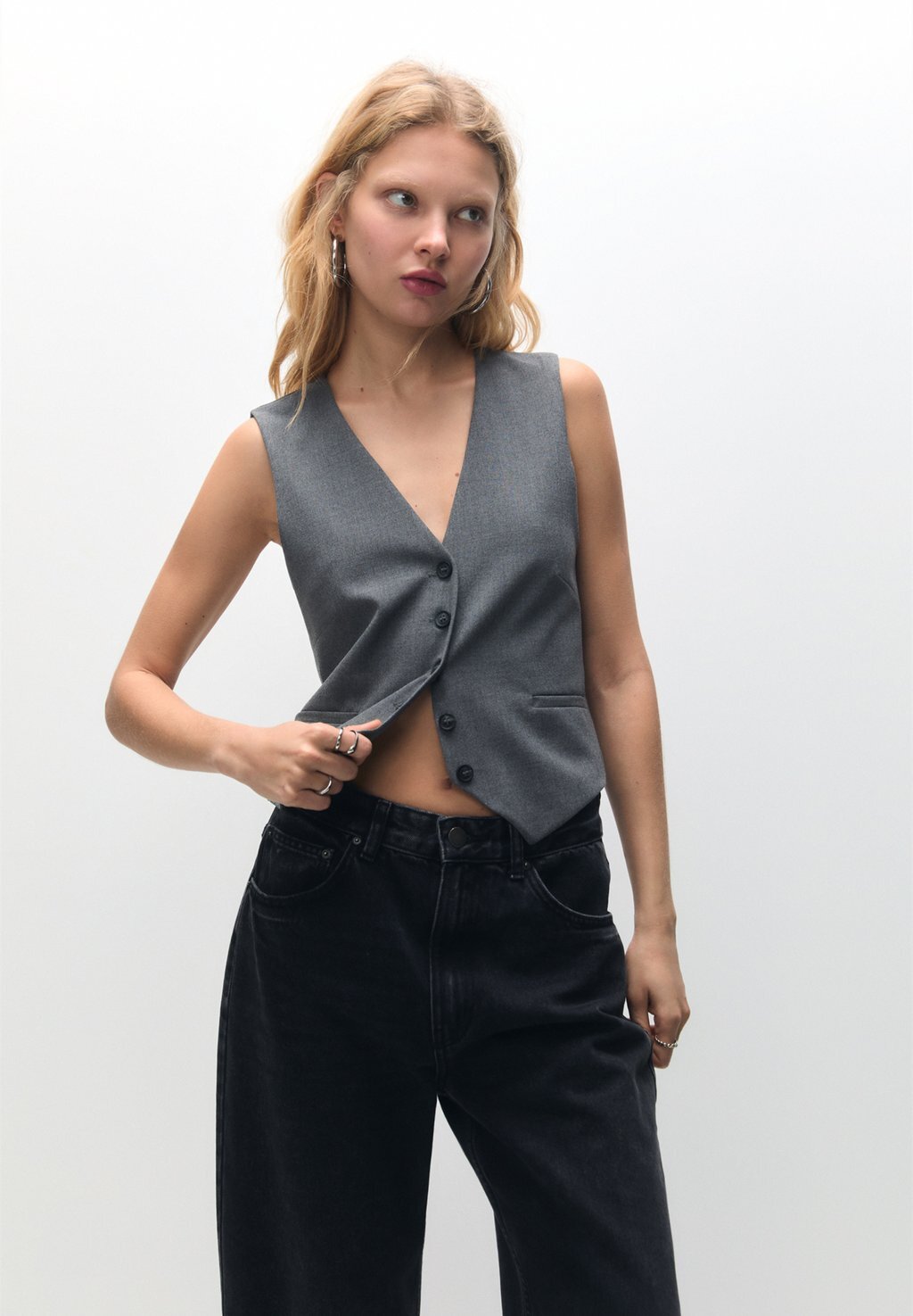 

Жилет PULL&BEAR, серый