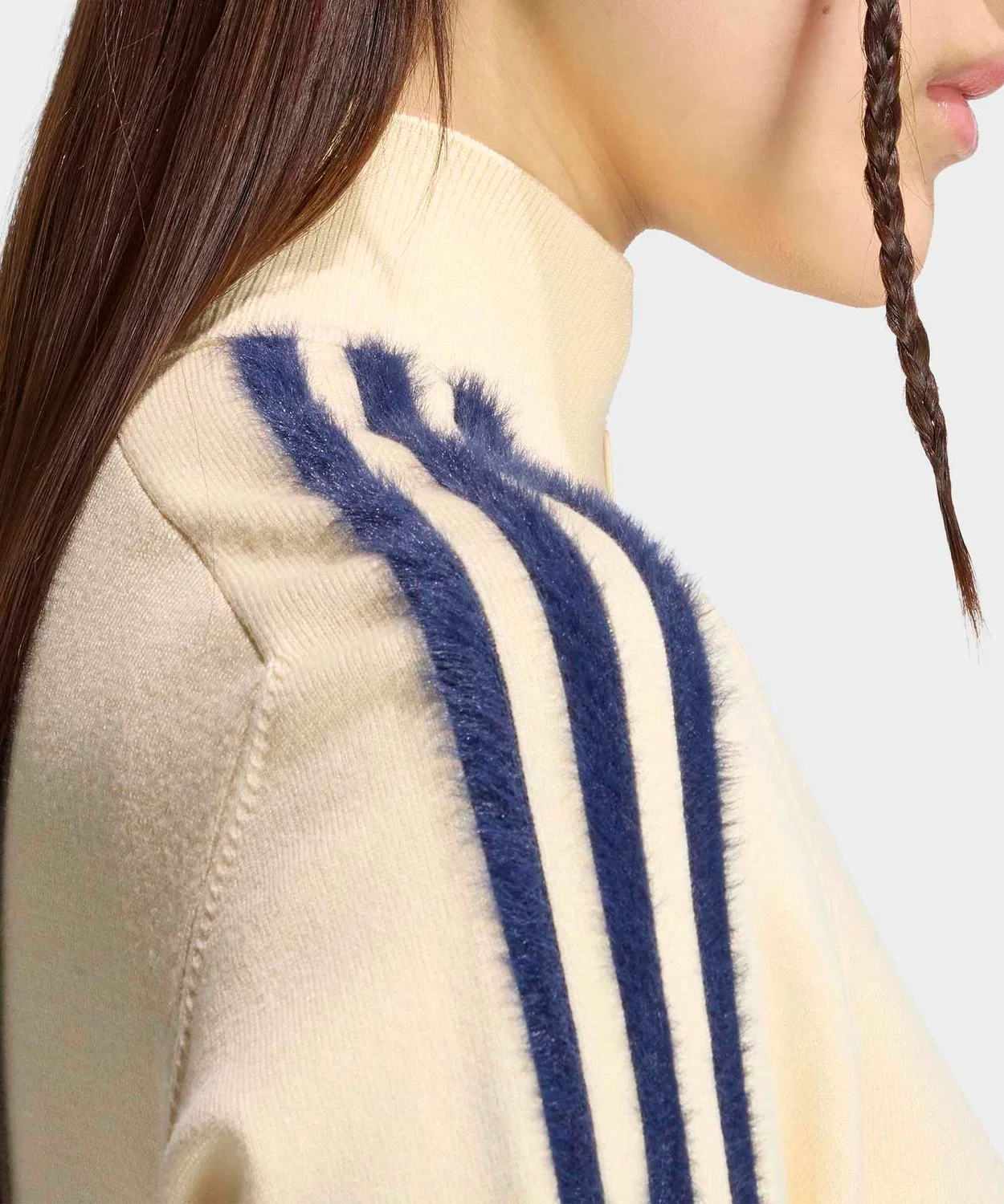 Женский джерси-топ с высоким воротником, slim fit, модель Knit Firebird Track Top Adidas, Желтый — фото 4