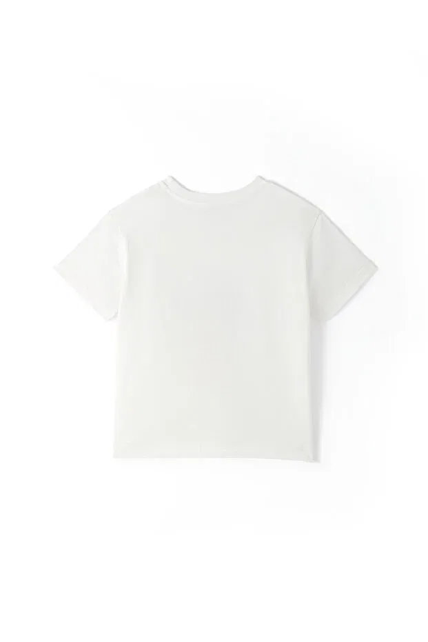 Детская футболка для девочек с принтом Spaghetti Lover Petit Coral, White — фото 4