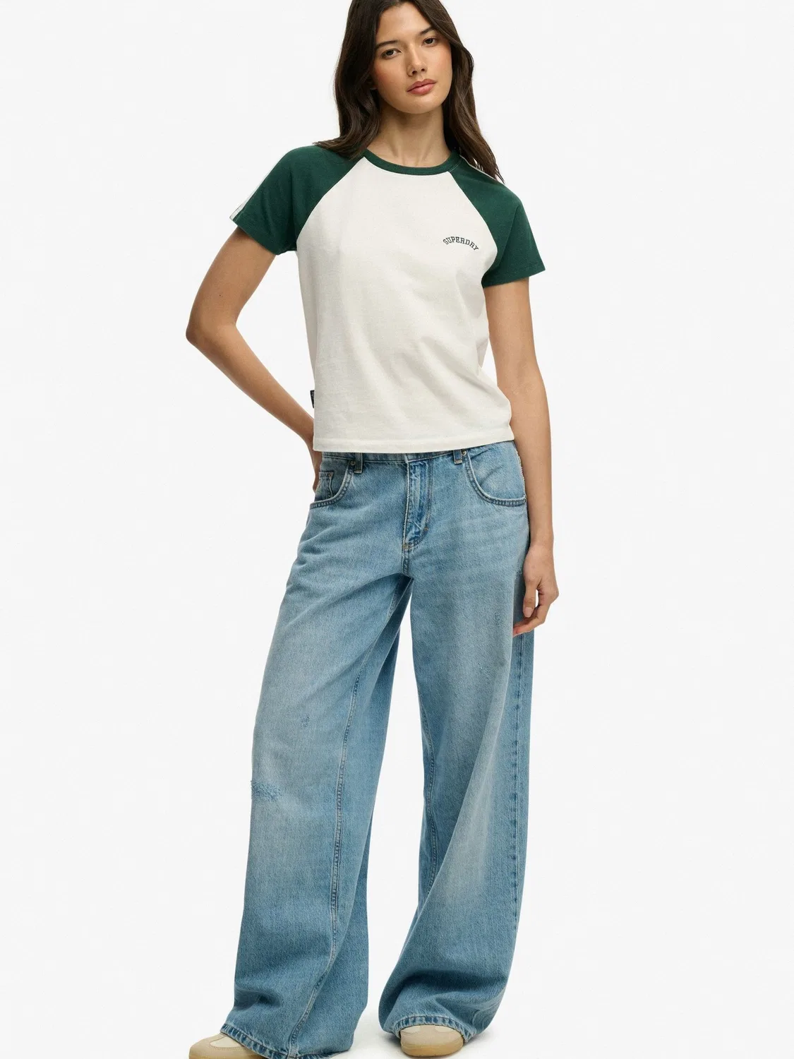 Футболка Essential Retro Superdry, белый и зеленый — фото 4