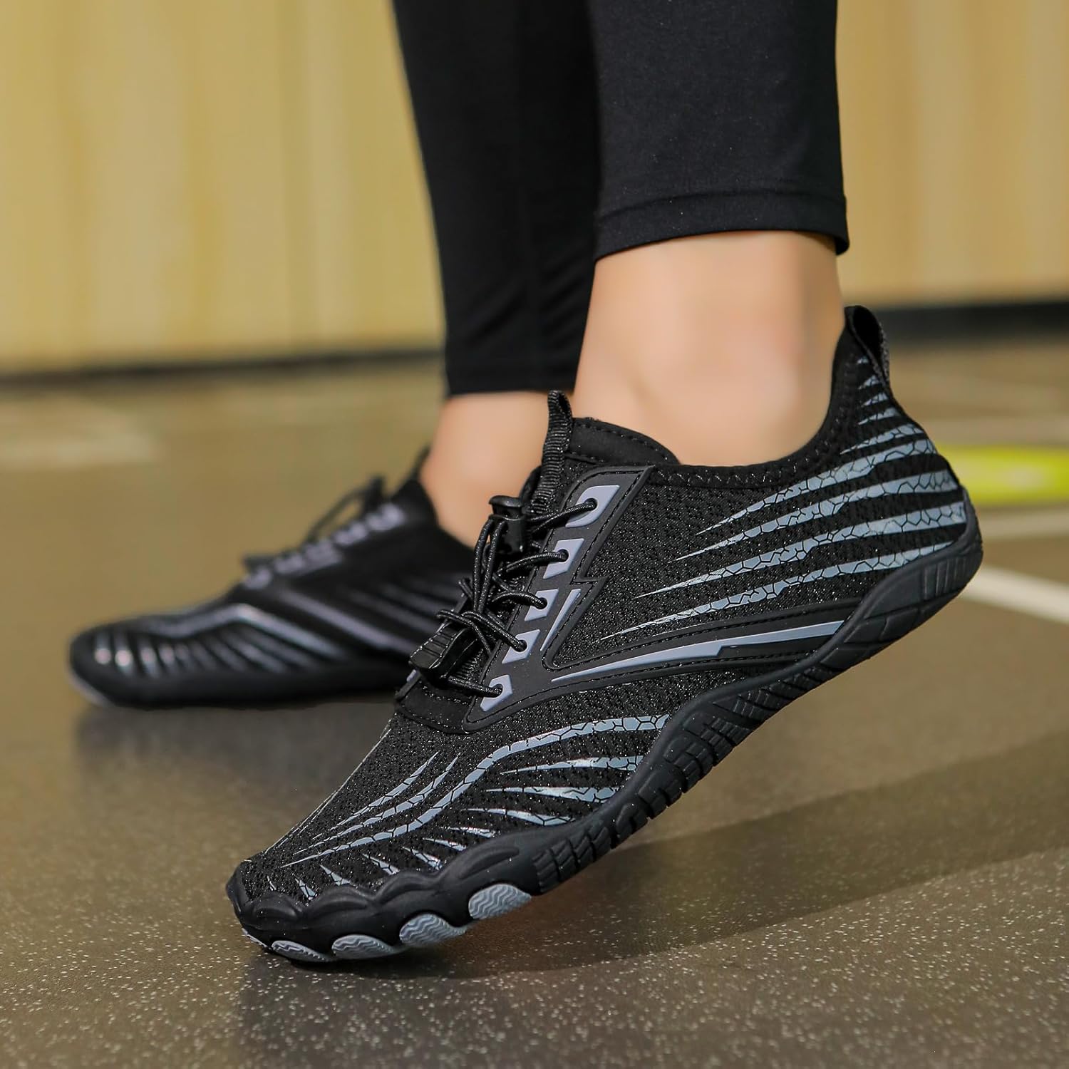 Женские кроссовки Kubbon Barefoot с широкой носовой частью, противоскользящие, унисекс, для спорта, активного отдыха и бега, быстросохнущая водная обувь для походов и прогулок, черный — фото 3