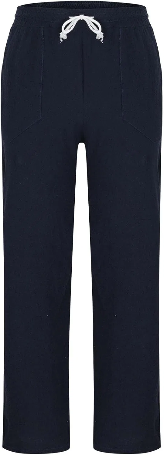 Мужские хлопковые брюки прямого кроя с завязкой, чёрный — фото 3