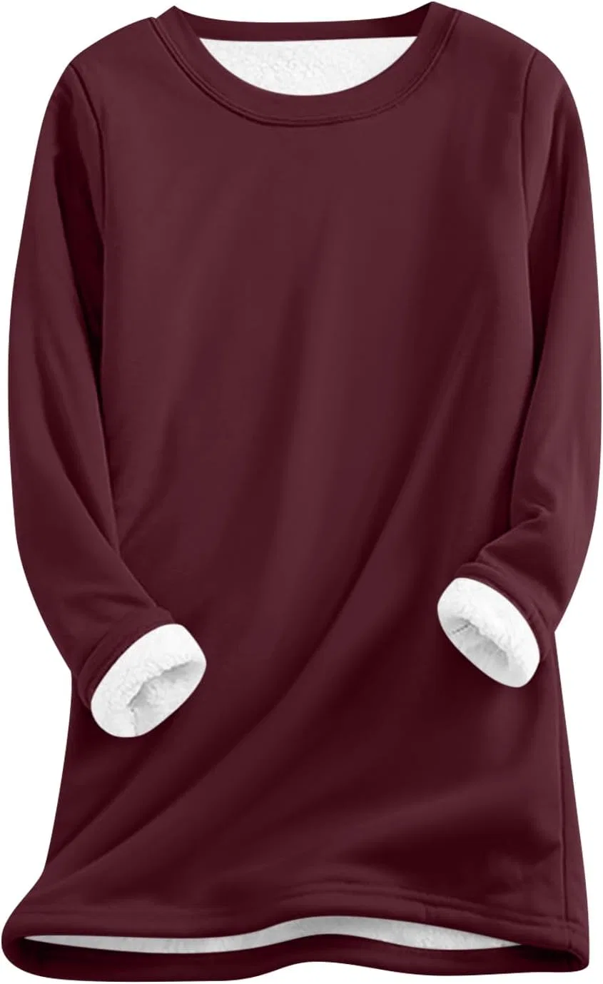 Женский свитшот с флисовой подкладкой, Pullover, винный