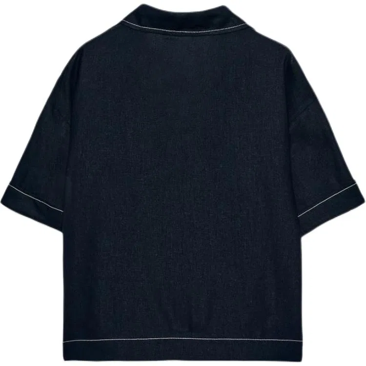 Женская рубашка с V-образным вырезом Sea Blue ZARA — фото 3