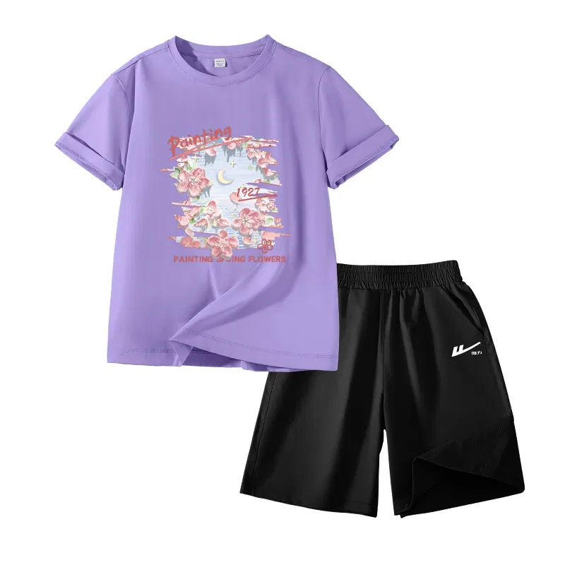 Детский спортивный комплект с длинным рукавом Cabbage Purple/H Oil Paintings Cherry Blossom-Black/H Silicone Huili White K WARRIOR