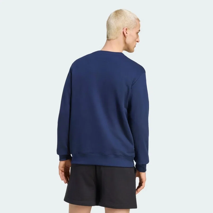 Мужской свитшот с круглым вырезом из футера Trefoil Essentials Crew French Terry adidas, Темно-синий — фото 2