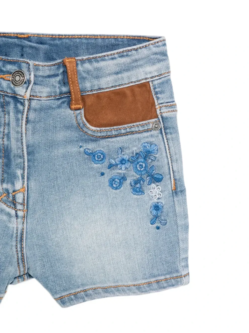 Шорты с цветочной вышивкой Ermanno Scervino Junior, синий — фото 3